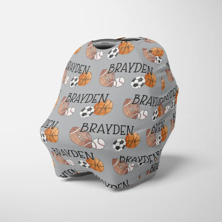 Personalized Ball Games Baby Car Seat Canopy| Canopyl109