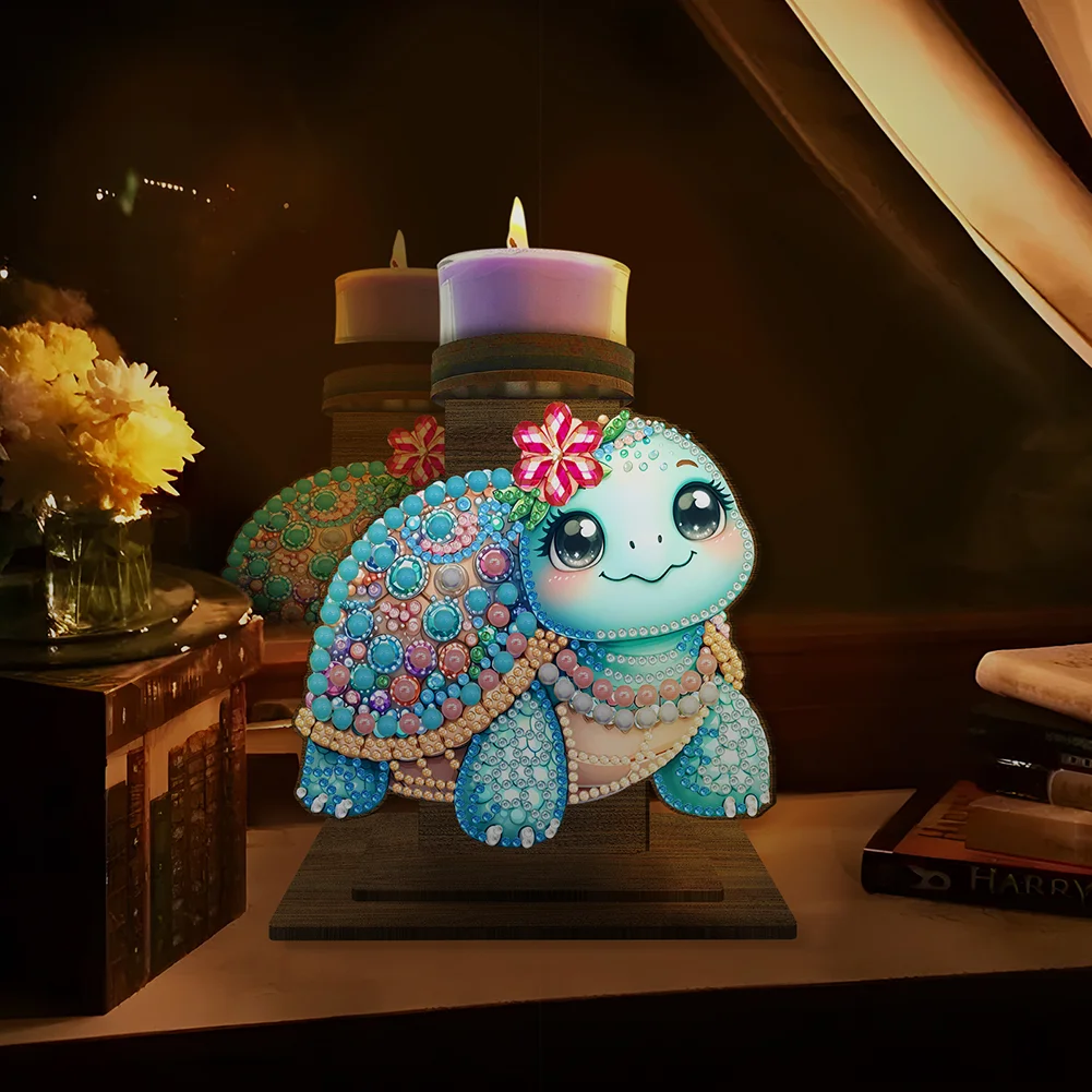 5D DIY Sea Turtle Diamond Painting Desktop Candle Holder Gifts for Family Friend
