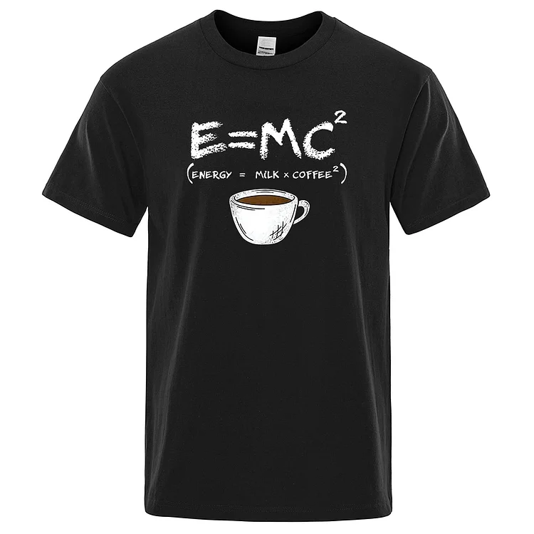 Energy=Milk+Coffee Printing Men T-shirt Casual Breathable T-shirts at Hiphopee