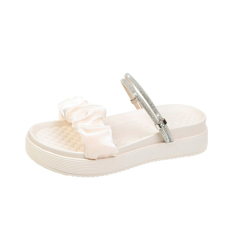 Canrulo Shoes Summer Clogs Woman Slippers Flat Med Glitter Slides Pantofle Platform Fashion Beach Jelly 2022 Luxury Rubber Scandals PU C
