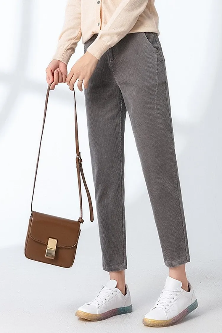 Corduroy Trousers with Pockets Flattering Fall & Winter Pants