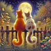 (US Local)Cats 5D DIY Full Drill Round Big Size Diamond Painting Kit for Home Wall Decor 50x50cm