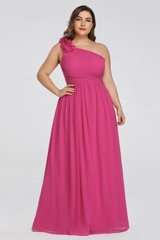 Bellasprom Plus Size Chiffon Long Prom Dresses One Shoulder 1876