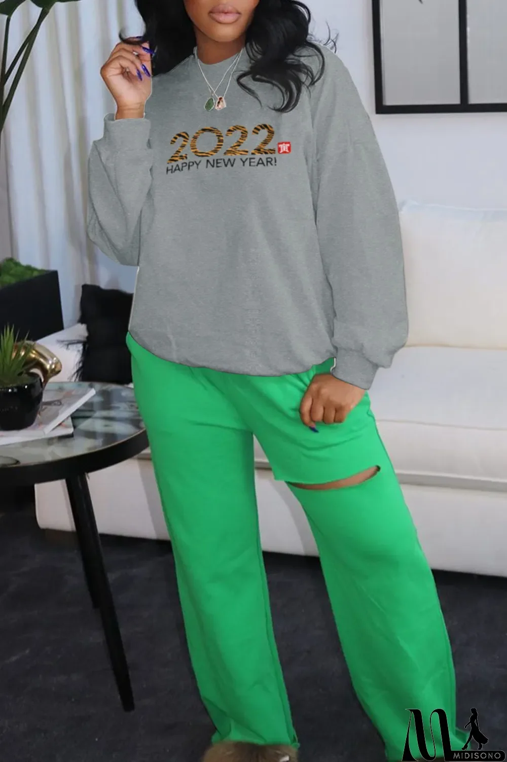 MidiSono - White Casual Street Print Patchwork O Neck Tops