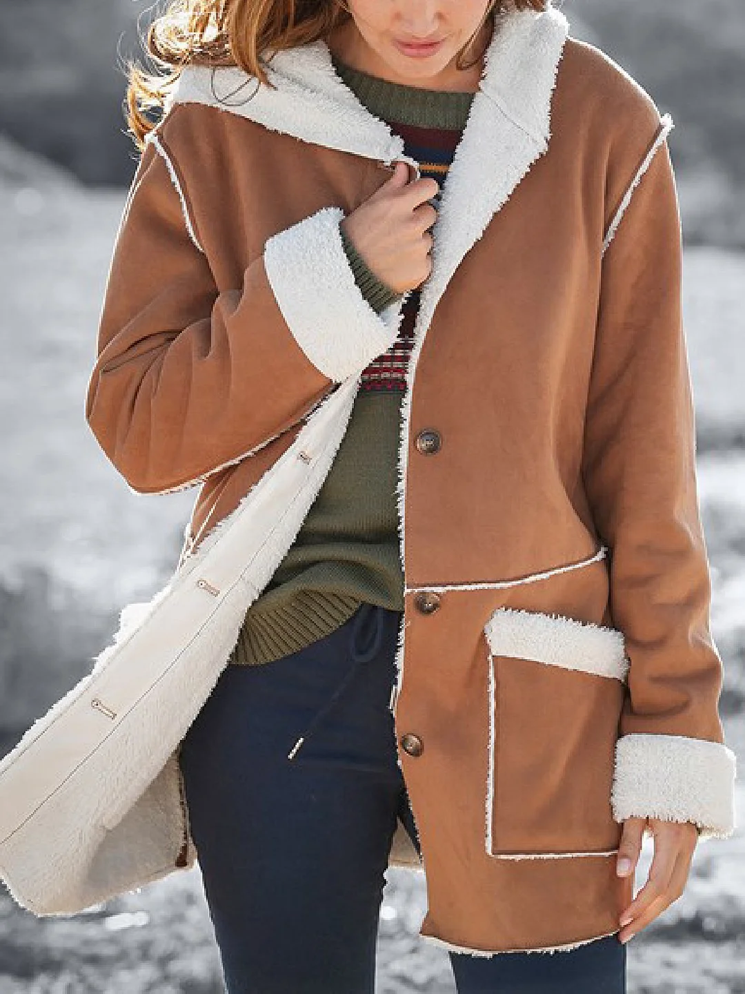 Autumn Long sleeve Hooded Cotton-Blend Jacket for Women