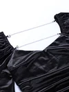 Satin Solid Color Long Sleeve Backless Chains Sexy Mini Dress