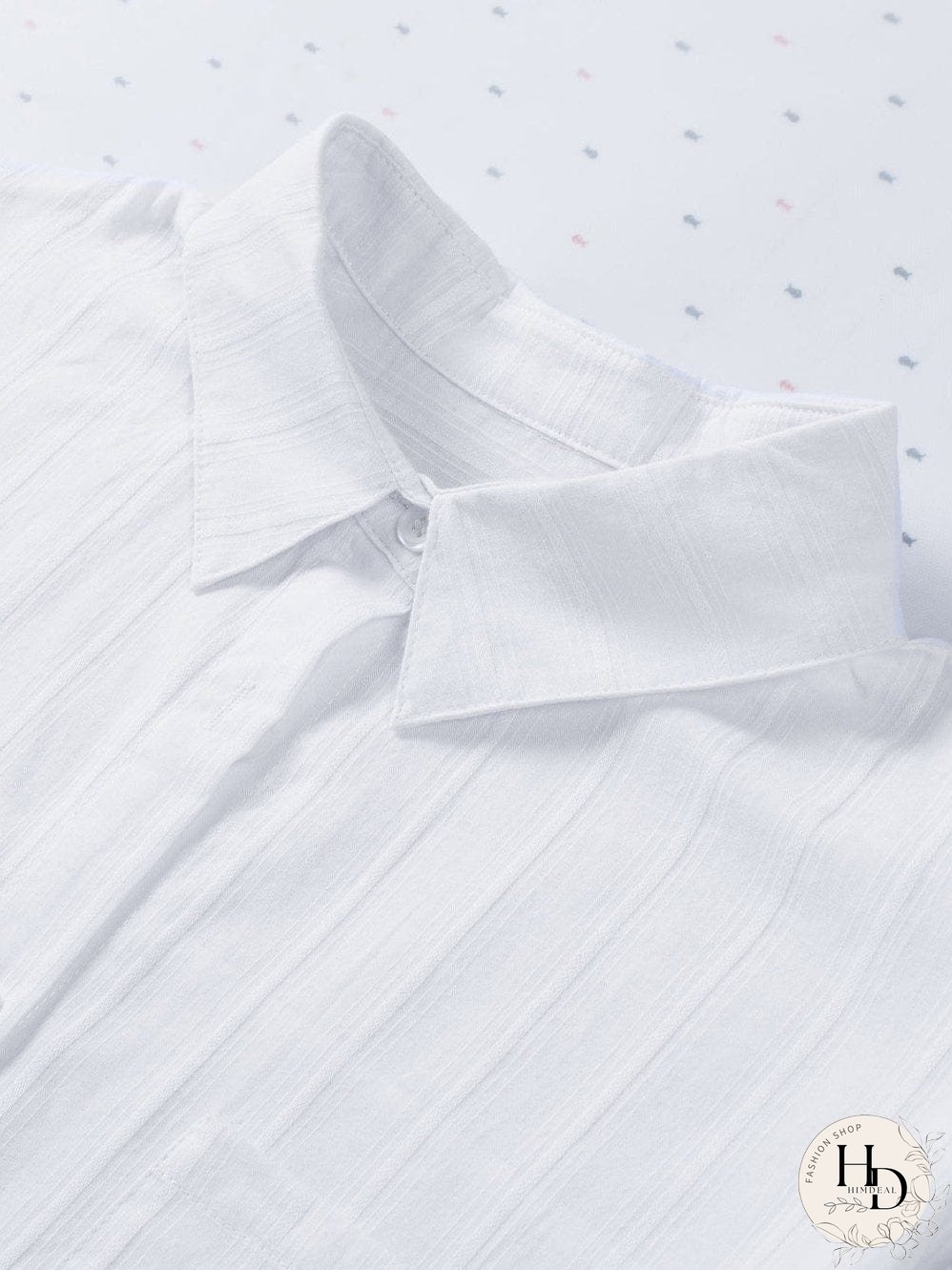 Simple Solid Lapel Button Long Sleeve Blouses