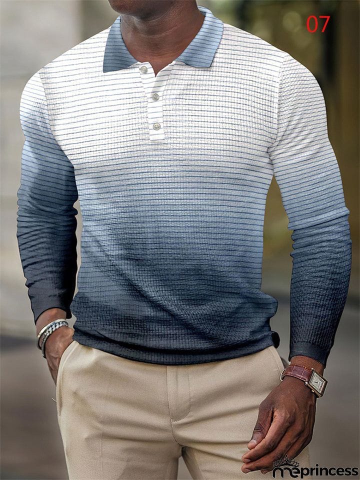 Vintage Fashion Men's Long Sleeve Polo Shirts