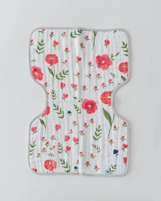 Cotton Muslin Burp Cloth - Summer Poppy