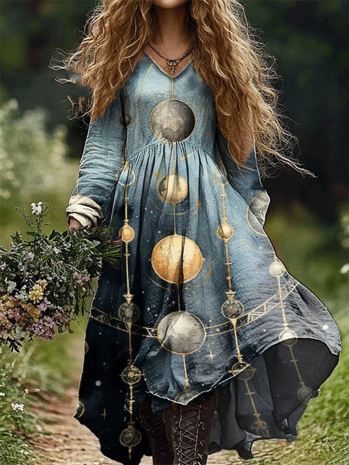 Women's Universe & Stellar Print Pocket Cotton Dress