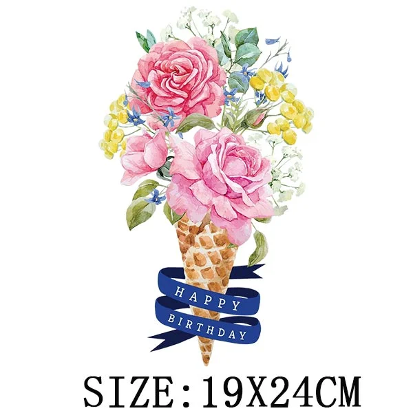 Beautiful Flowers Thermal Sticker On T-shirt DIY Washable Iron On Transfer For Clothing Funny Design Patches On Clothes Applique