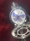 Real butterfly pocket watch movable elegant gray butterfly pendant necklace pocket watch