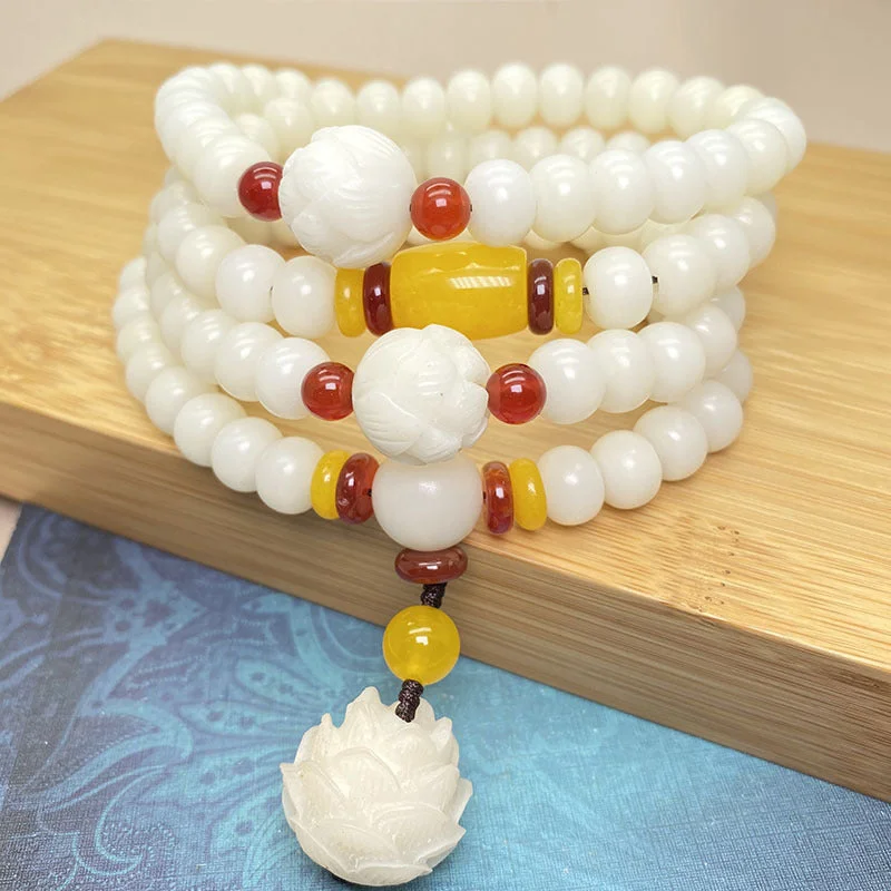 Lotus Bodhi Seed Mala 108 Beads Protection Bracelet Necklace