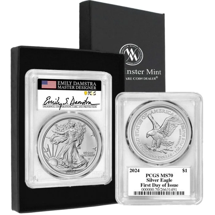 2024 SILVER EAGLE PCGS MS70 FDOI w/Emily S. Damstra Signature