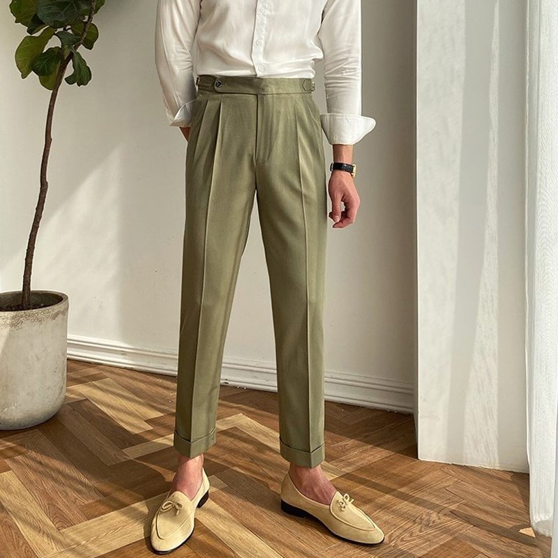 Loose Comfort Pocket Belt Gentleman Pants