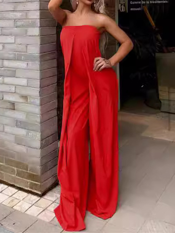 Statement Glam Belted Tube Less Jumpsuit