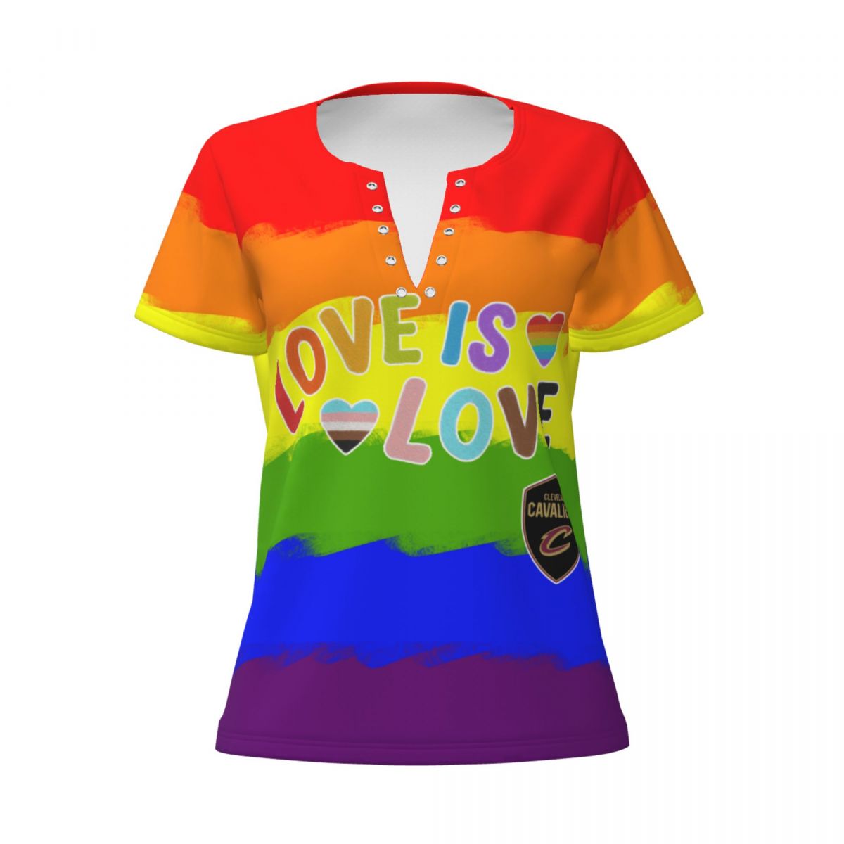 Cleveland Cavaliers Love Pride Women's Summer Tops V Neck T-Shirt