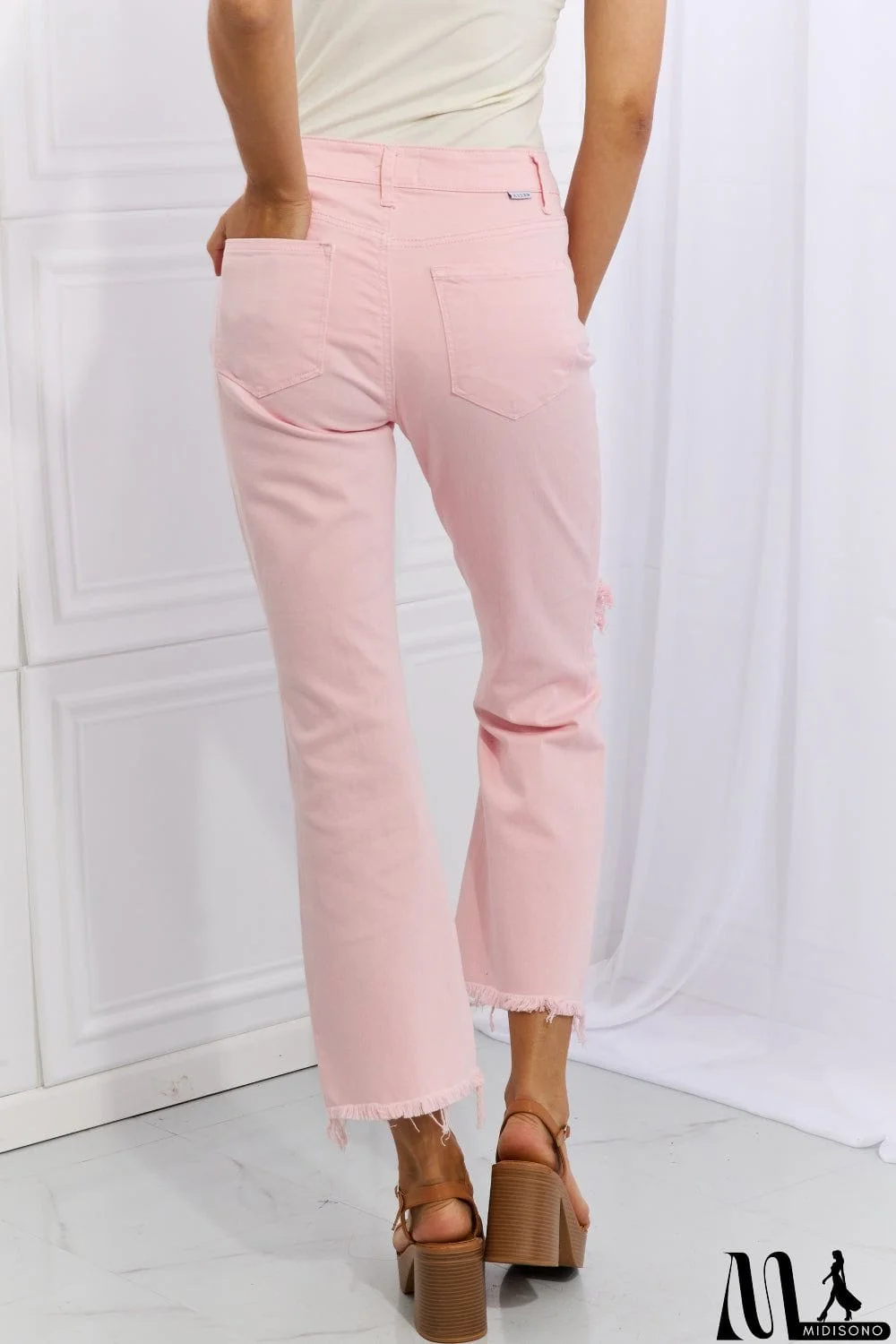 MidiSono - RISEN Miley Full Size Distressed Ankle Flare Jeans