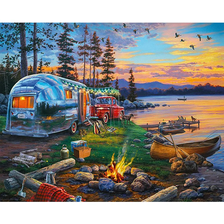 DIY - Lake Cabin 11CT Stamped Cross Stitch 40*50cm