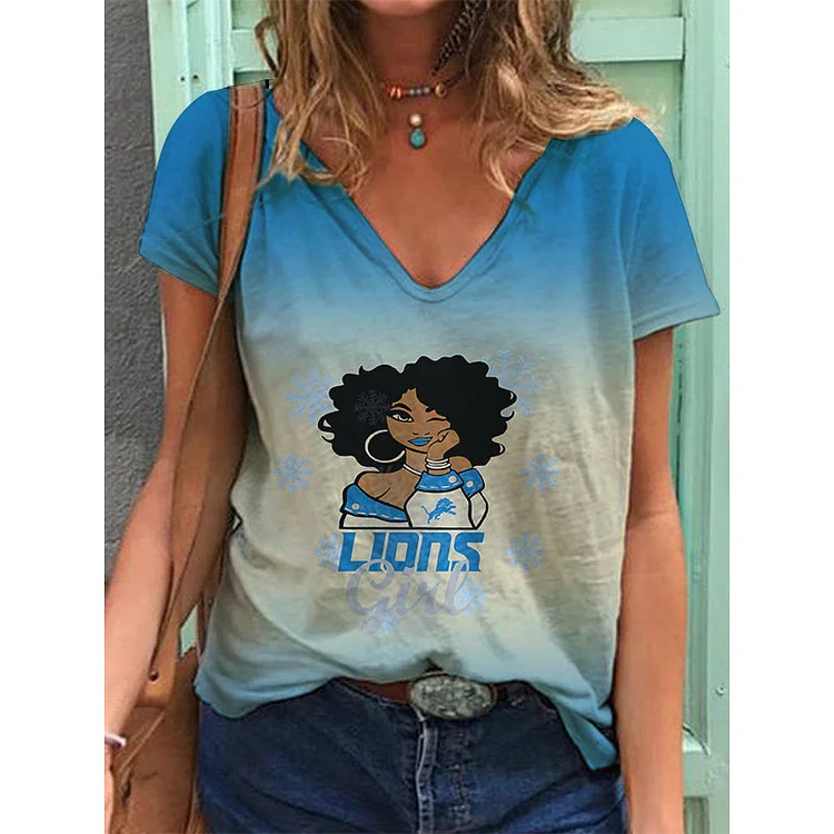 Detroit Lions Lightweight Short Sleeve V-Neck T-Shirt