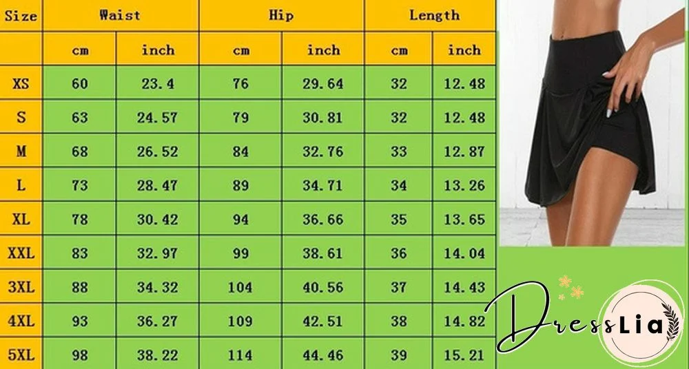 Xs-5Xl Women Fashion Double-Layer Athletic Short Skirt Fitness Yoga Short Skirt Badminton Breathable Quick Drying Skirts Plus Size Ladies Sport Anti Exposure Tennis Skirt