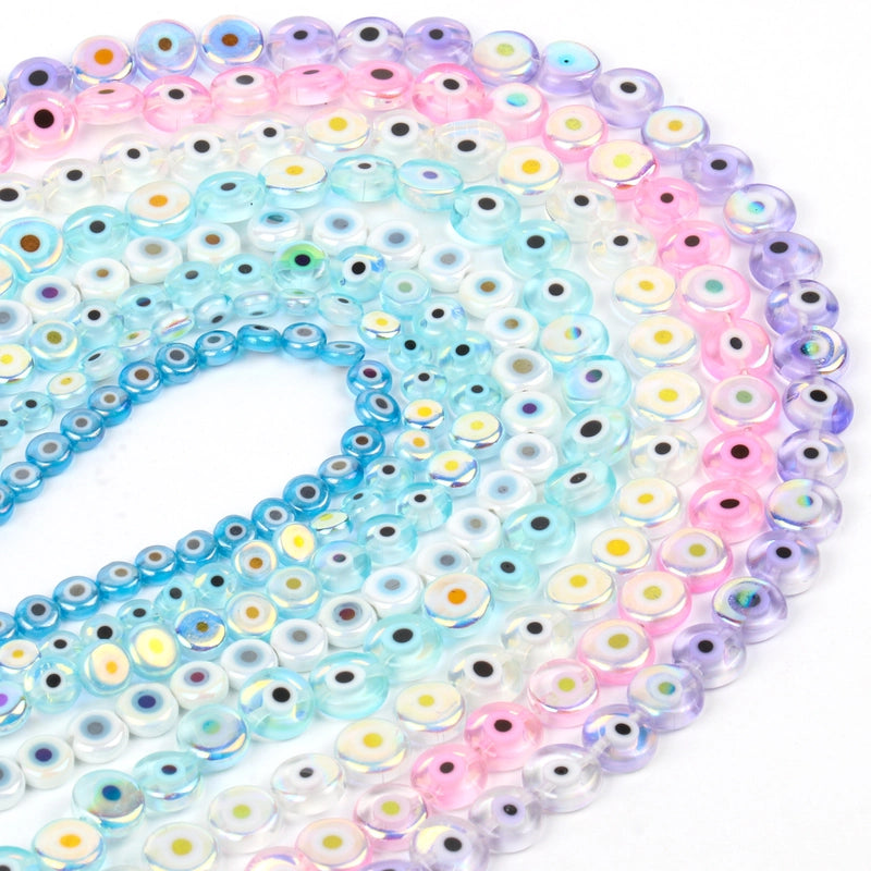 New 6/8/10mm Multi-Color Flat Devil Eye DIY Bracelet Accessories Semi-Finished Products In Stock Mixed Batch