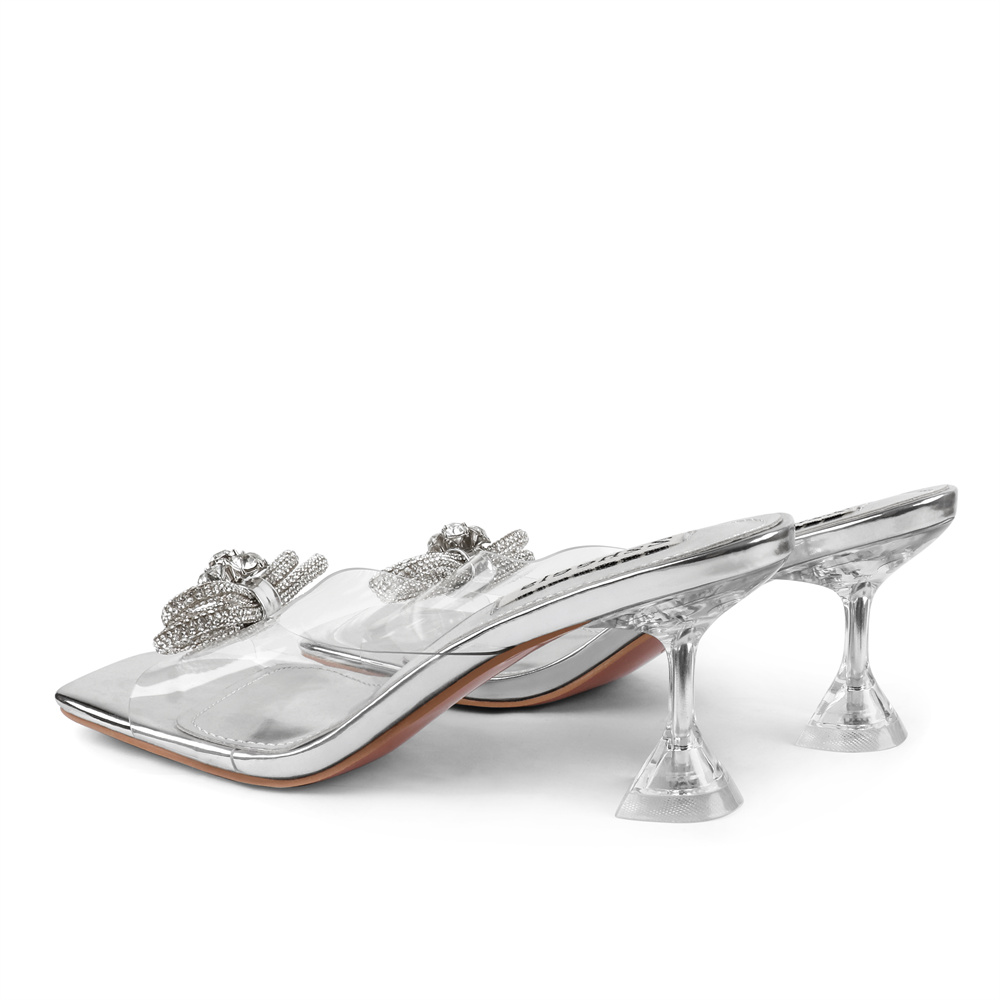 7cm/2.76''  Crystallized Low Heeled Sandals Women's Slippers