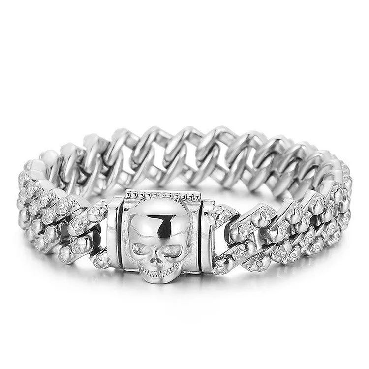 Coutureaura Punk Skeletons Head Bracelet
