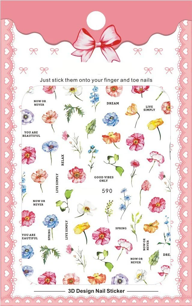 Churchf New 3D Self-Adhesive Bohemia Lovly Red Lips Image Nails Stickers for Nails Sticker Decorations Manicure Z0452-Nail Inspo