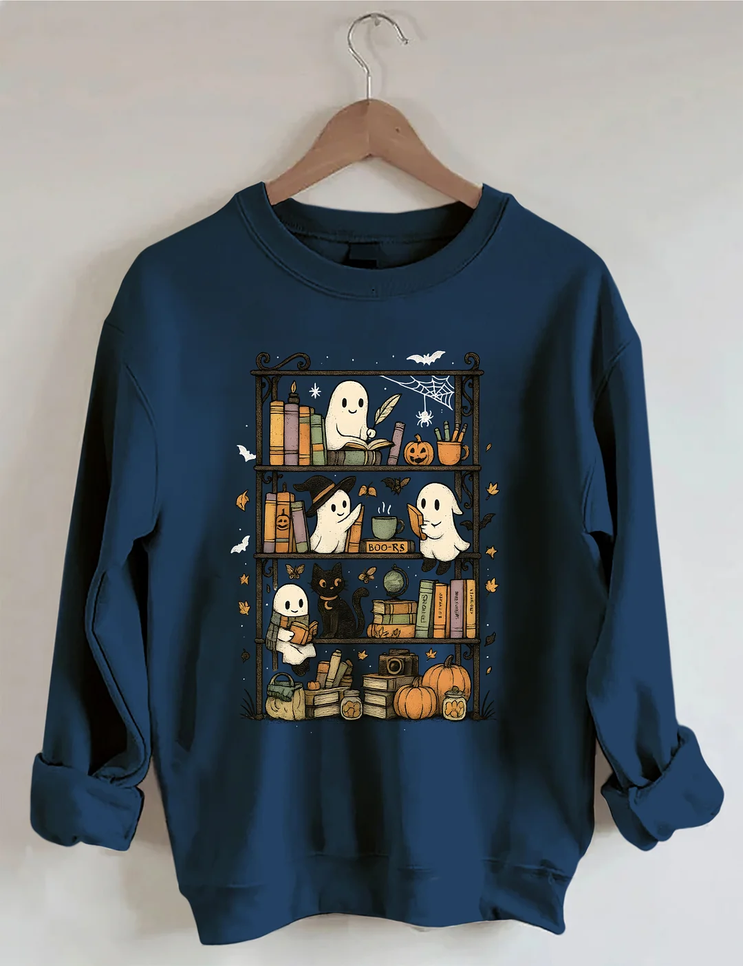 Retro Halloween Bookshelf Sweatshirt