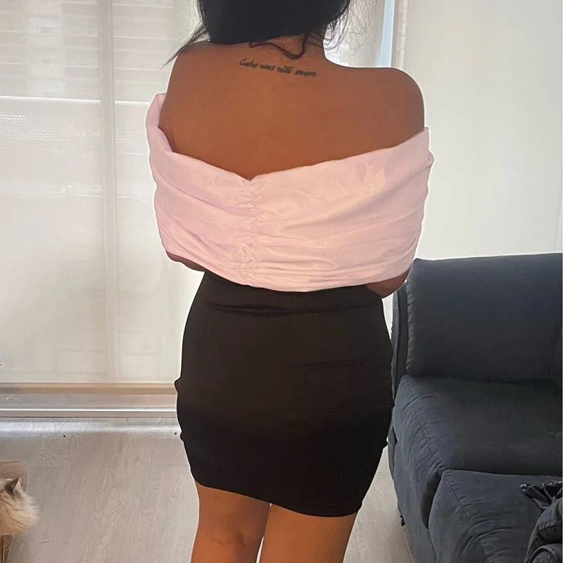 Off Shoulder Big Bowknot Design Skinny Dresses Elegant Women Bodycon Dress For Club Cocktail Party