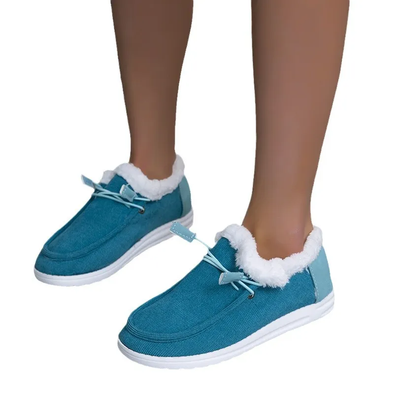 Breakj Breakj Women's Large Autumn And Winter New Thick Bottom Plus Velvet Thick Warm Cotton Shoes Casual Flat Cotton Shoes