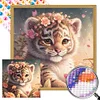 >SALE<5D DIY Full Round Drill Partial AB Diamond Painting Tiger Decor 45x45cm