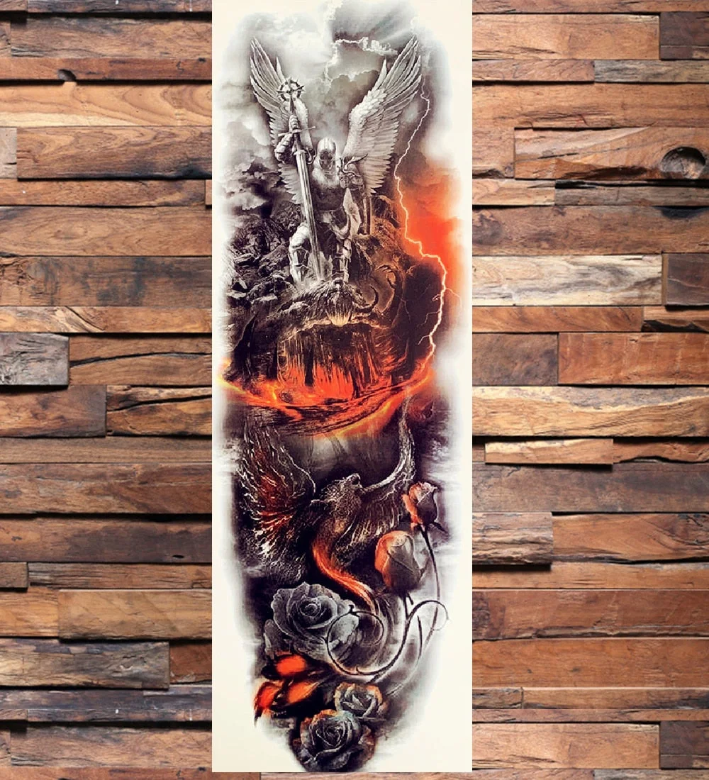 Sexy Full Arm Temporary Tattoos Sticker For Women Men Adult Gun Nun Vines Realistic Fake Tattoo Sleeves Large Tatoos Paste