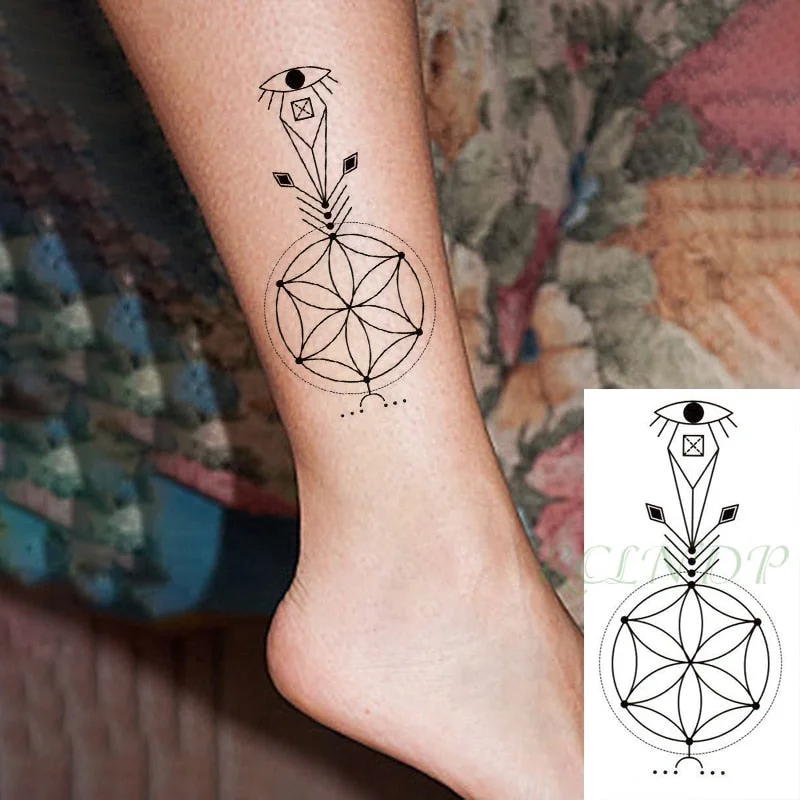 Waterproof Temporary Tattoo Sticker Arrow Geometric Circle Element Flash Tatoo Fake Tattoos for Men Women