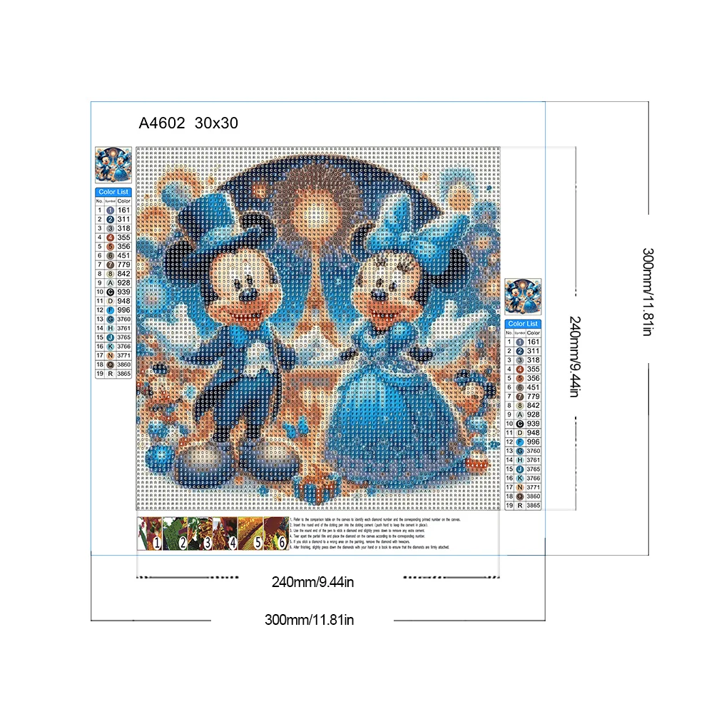 Diamond Painting - Full Round Drill - Mickey Minnie(Canvas|30*30cm)