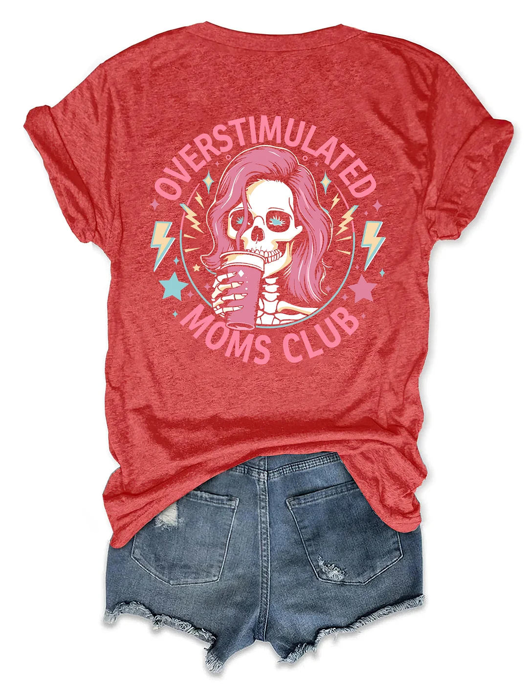 Skeleton Overstimulated Mom Club T-shirt