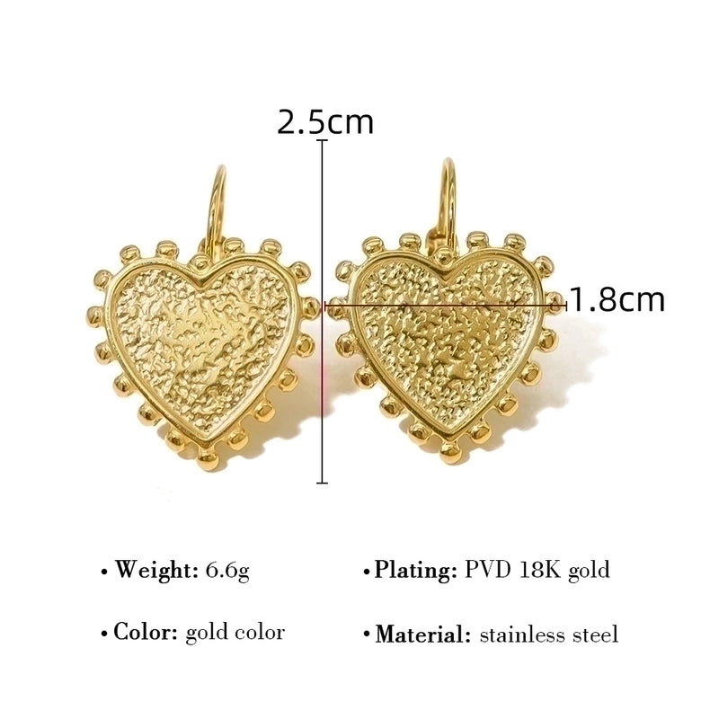 1 Pair French Style Commute Heart Shape Plating Carving Titanium Steel Titanium Steel 18K Gold Plated Ear Studs