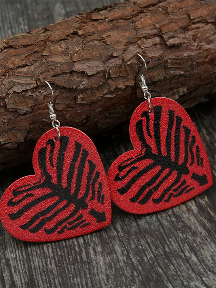 Skeleton Inspired Heart Pendant Earrings