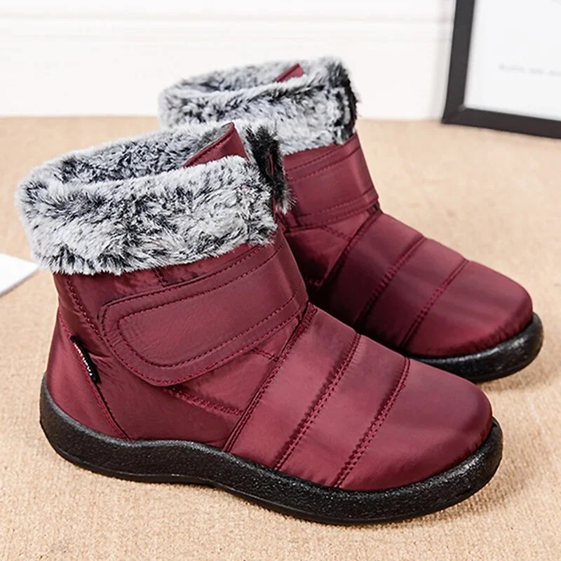 Breakj Non Slip Waterproof Snow Boots for Women Keep Warm Faux Fur Ankle Boots Woman Plus Size Winter Cotton Padded Shoes 44