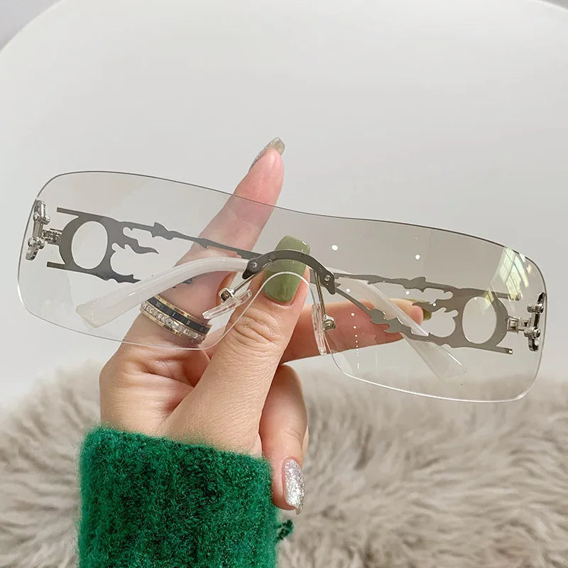Llyge Fashion Frameless Hollow Out Women's Sun Glasses New Y2K Spicy Girl Sunglasses for Women Outdoor Shading Eyewear UV400 Goggles llyge