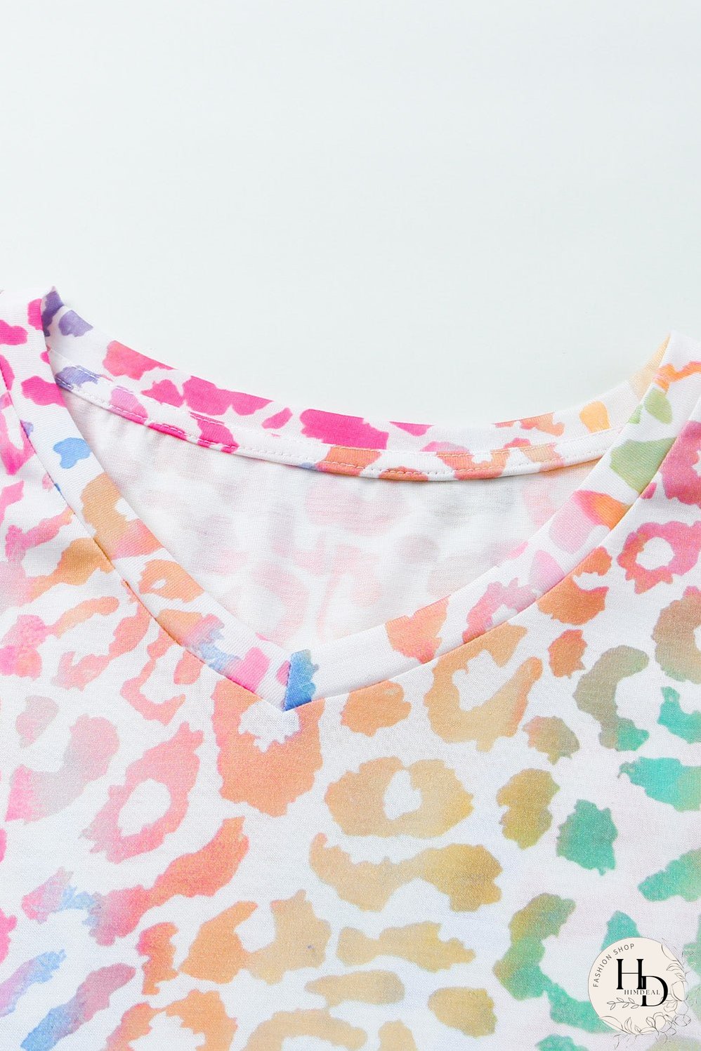 Colorful Leopard Print V Neck Tee for Stylish Summer Looks