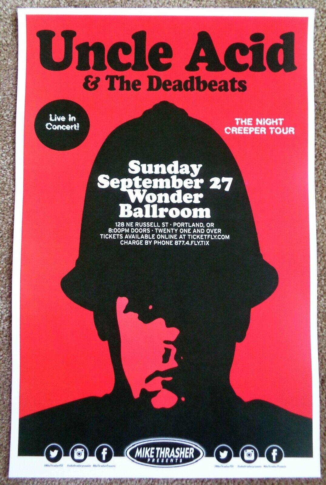 UNCLE ACID & THE DEADBEATS 2015 Gig POSTER Portland Oregon Concert