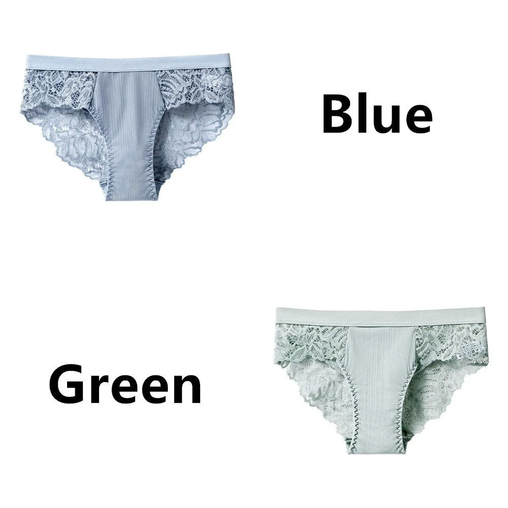 2Pcs/Lot Women's Invisible Underwear Panties Intimate Briefs For Women Sexy Transparent Floral Lace Panties Seamless Panty New