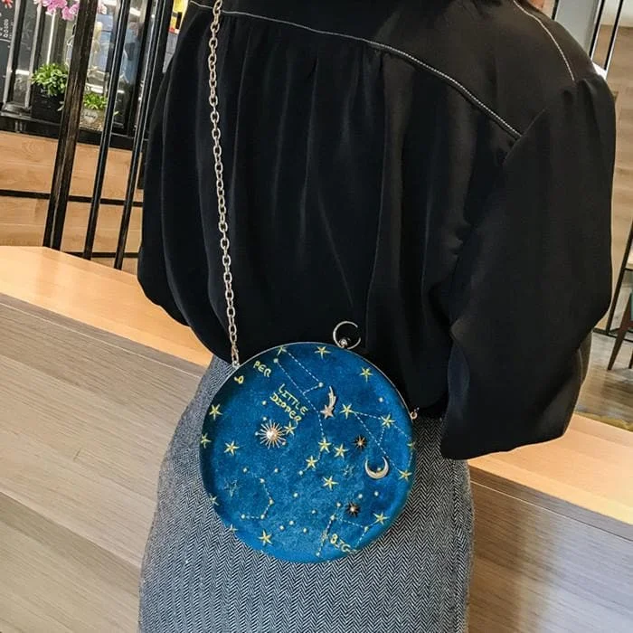 Embroidery Star Round Shape Crossbody Bag SP13819