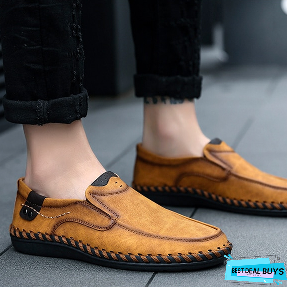 Split Leather Men's Loafers Shoes Breathable Driving Oxfords Shoes Flats Moccasins Shoes