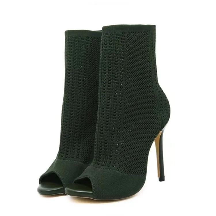 Yyvonne 2025 Fish Mouth Sleeve Flying 43 Yards High Heel Short Boots Women's Fine Heel Fashion Sandals