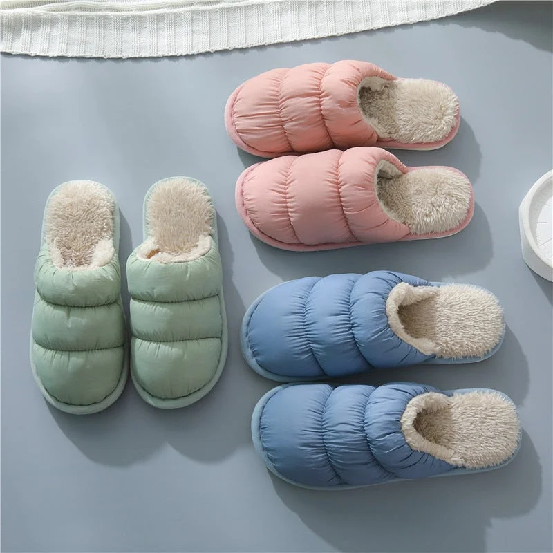 Winter Women Slippers Down cloth Home Slippers Non-Slip Soft Warm House Slippers Indoor Bedroom Lovers Couples Floor Shoes Women