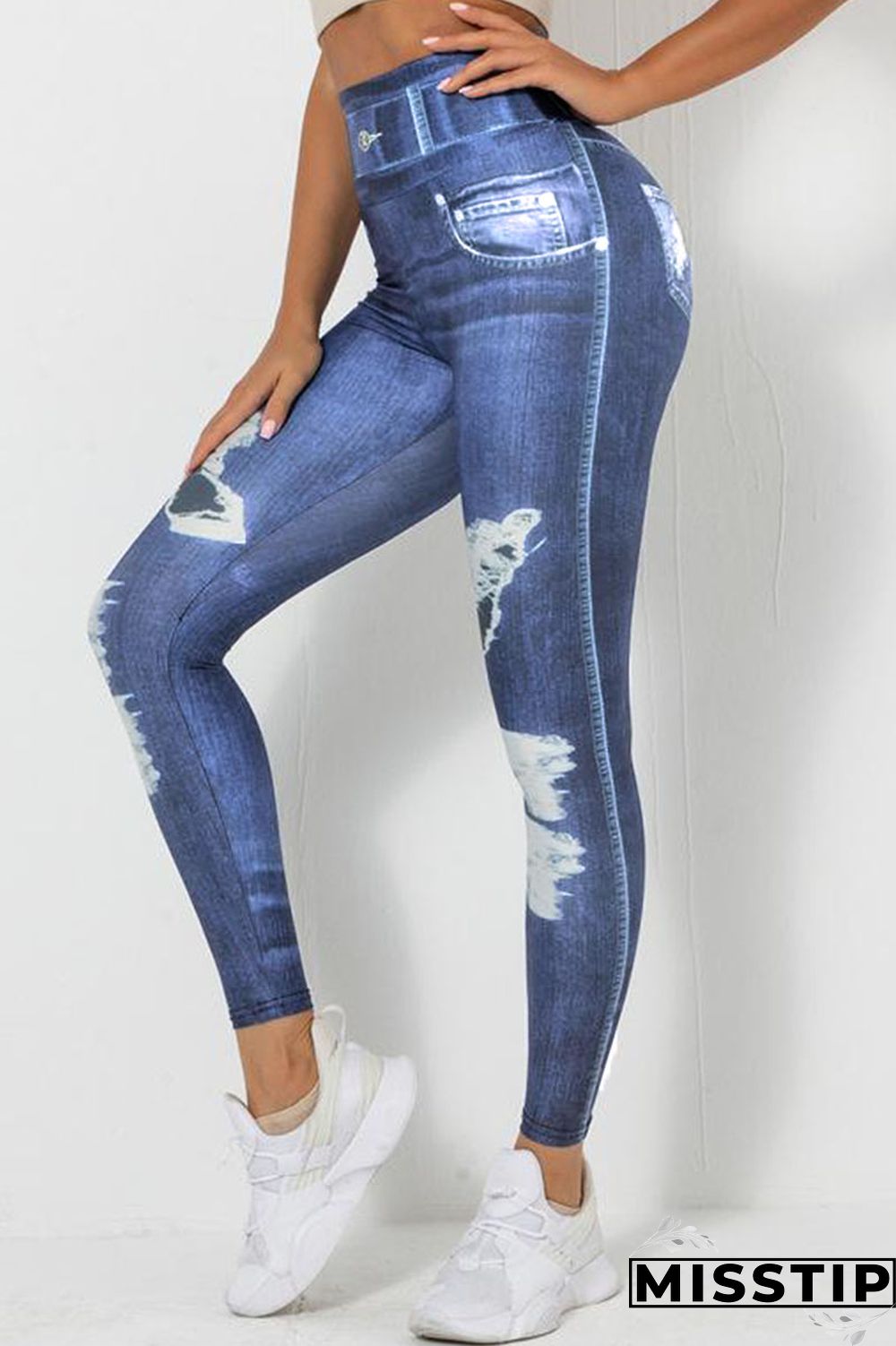 Blue Sportswear Print Patchwork