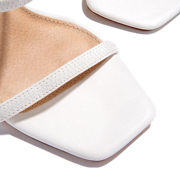 elastic straps squared toe chunky heels